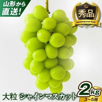 大粒シャインマスカット　3～5房　合計2kg以上　秀品　0079-2614
