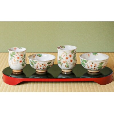 【陶あん】京焼・清水焼　夫婦ふくりん茶碗・ふくりん湯呑セット