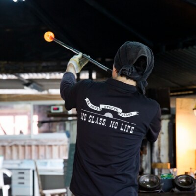 【RYUKYU GLASS WORKS 海風】ビアグラス「残波の夕日・緑」