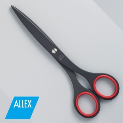 H8-173 ALLEX 事務用はさみ(中)フッ素コート【レッド】( S-165F 11150R)