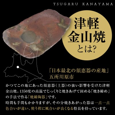 【津軽金山焼】 変形皿 2枚 セット(24×13.5×2.5cm)【焼締陶器】