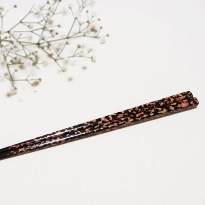 津軽塗 箸 一膳 【 夜桜 】 津軽塗箸 漆塗箸 漆塗り箸 贈答 黒 ピンク 五所川原