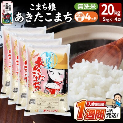 定期便4ヶ月『こまち娘』あきたこまち 無洗米 20kg |23_ysu-132004