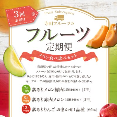 【7月発送開始】おいしい3種類 ☆ フルーツ定期便 3回【訳あり】メロン食べ比べセット