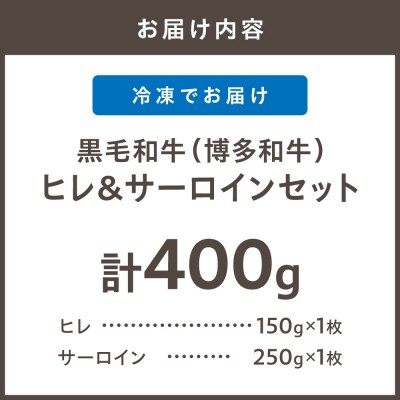 黒毛和牛(博多和牛)【A4～A5ランク】ヒレ150g&サーロイン250g【木村食品】_HA1744