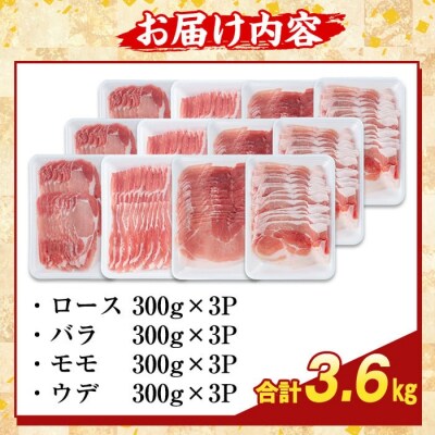 かごしま味わい黒豚スライスバラエティパック(合計3.6kg )【ふるさと産直バザール】K-364-C