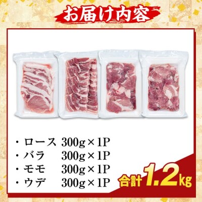 かごしま味わい黒豚 焼肉ファミリーパック(合計1.2kg)【ふるさと産直バザール】K-370-A 