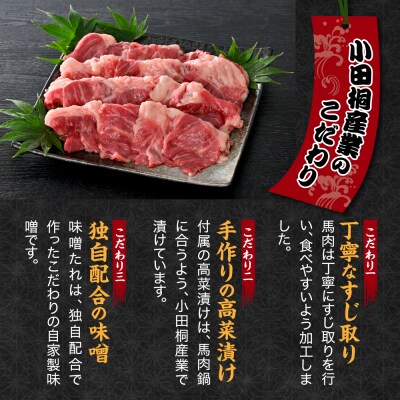 桜鍋セット約8人前 鍋用馬肉1000g、みそタレ×2、具材の高菜×2【 さくら鍋 青森 馬肉 なべ】