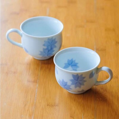 有田焼 和紙染め 花紋 コーヒー カップ 2個セット 《糸島》【伊都桃山窯】 [AKB013]