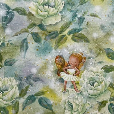 【一点物】絵画「白いバラの茂みにて」 糸島市 / 工房はーべすと [AYA083]
