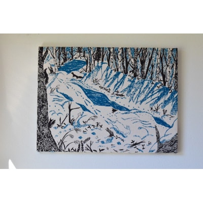 手染め　ファブリックパネル「冬の交差点」