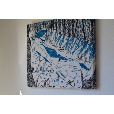 手染め　ファブリックパネル「冬の交差点」