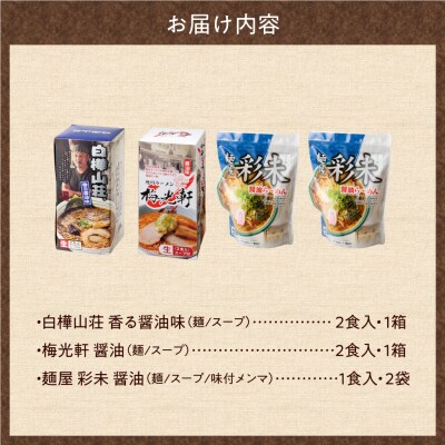 北海道ラーメンおすすめ 醤油セット 計6食 彩未 白樺山荘 梅光軒 _hs290-006