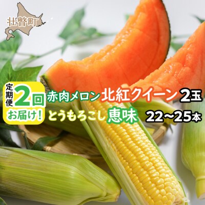 <2026年7月よりお届け>赤肉メロン2玉ととうもろこし(恵味)22～25本 SBTP007