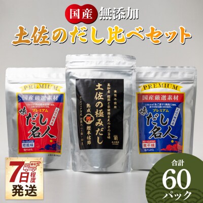 【7日程度で発送】無添加素材の土佐のだし比べセット 計60パック mk-0009