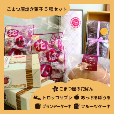 こまつ屋の花ぱん・トロッコサブレ・あっぷるぼうる・ブランデーケーキ・フルーツケーキ【75】