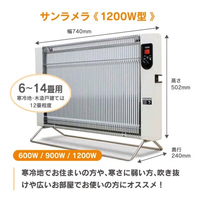 遠赤外線輻射式暖房器サンラメラ 1200w型 Mホワイト【216】