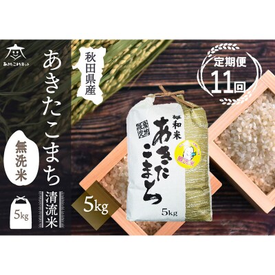 《定期便11ヶ月》秋田市雄和産あきたこまち 清流米 5kg 【無洗米】|15_akn-dd0511m