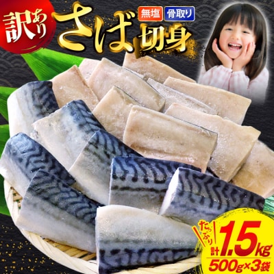 訳あり 骨取り さば 切身 計1.5kg (500g×3p) 小分け 無塩 [20565640] 鯖
