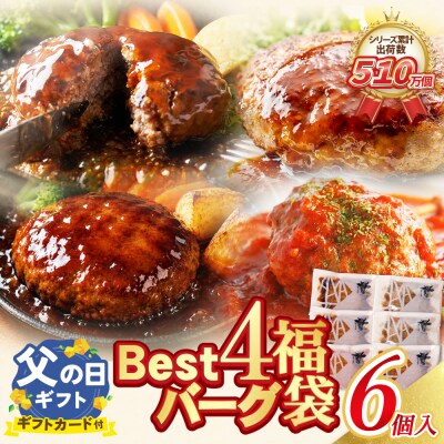 【父の日】Best4 ハンバーグ 6個セット