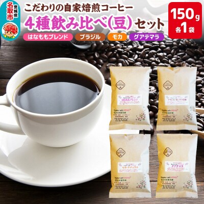 こだわりの自家焙煎コーヒー4種飲み比べ【豆】セット|21_rch-020101a