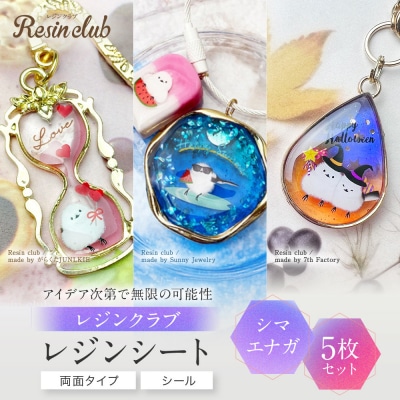 レジンクラブ レジンシート 5枚セット 【シマエナガ】両面タイプ シール | ふるさと納税のお礼品