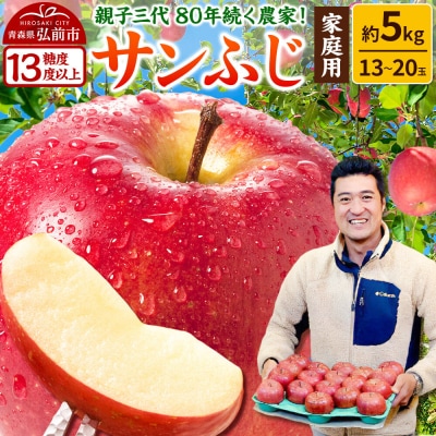 【26年12月発送】りんご サンふじ【家庭用】約5kg 津軽農園|24_tgn-010501