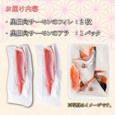 【ふるさと納税】奥日向サーモン フィレ2枚とアラ1パック　魚 海鮮 ご当地サーモン 西米良村 