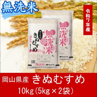 お米　【無洗米】　【令和7年産】　岡山県産　きぬむすめ　100%　10kg　(5kg×2袋)　上-2