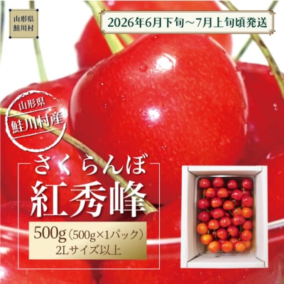 鮭川村産さくらんぼ <紅秀峰> 特秀2Lサイズ以上バラ詰め 500g