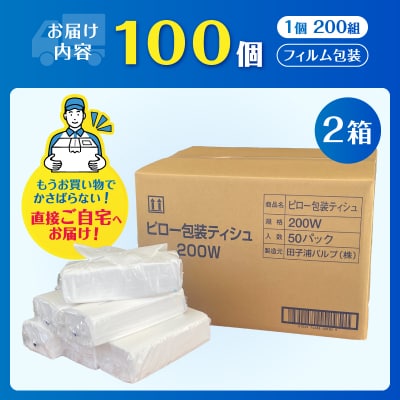 【配送2個口】ソフトパックピロ包装高級ティッシュ200W100個入 [sf002-608]