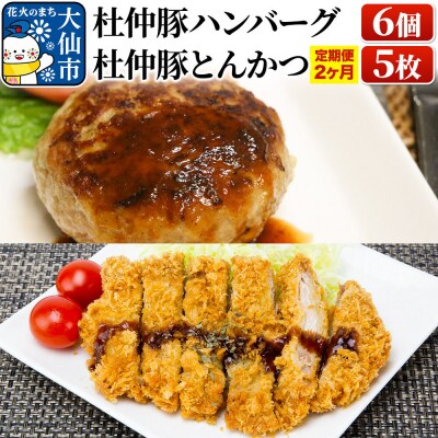 【2ヶ月】産 杜仲豚ハンバーグ 6個・とんかつ5枚セット|22_dkb-180102