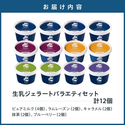生乳ジェラートバラエティセット　ミルク ラムレーズン キャラメル 抹茶 ブルーベリー