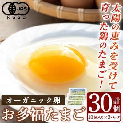 ＜通常便＞オーガニック卵「お多福たまご」(計30個・10個入×3P)【お多福たまご】K-173-A