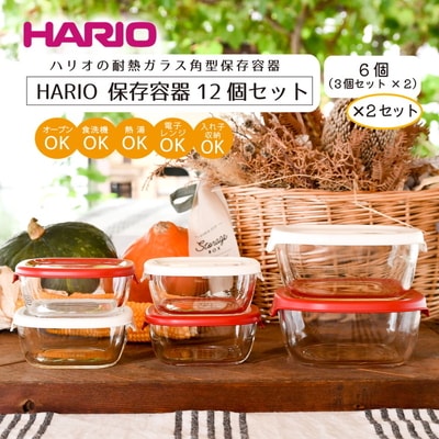 HARIO 保存容器12個セット[KST-2012-OW]×2[KST-2012-R]×2_BD33