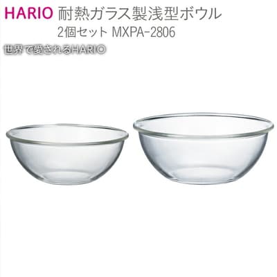 HARIO 耐熱ガラス製 浅型ボウル 2個セット[MXPA-2806] | ハリオ _BE61