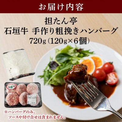 担たん亭 石垣牛 手作り粗挽きハンバーグ 720g (120g×6個) TA-008