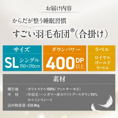 すごい羽毛布団(R)【合掛け/シングルロング/カサブランカ】 糸島市 / くじめ屋 [ADP018]