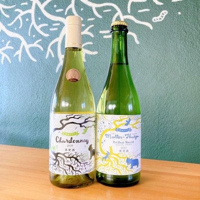 【野生酵母】白ワイン2本: 銅賞受賞「シャルドネ2020」 & 亜硫酸塩不使用の微発泡白ワイン