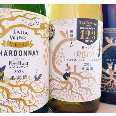 【野生酵母ワイン】混醸仕込みの赤&辛口白、微発泡 計3本 多田ワイナリー