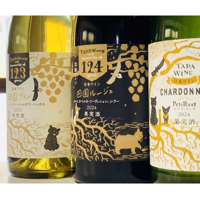 【野生酵母ワイン】混醸仕込みの赤&辛口白、微発泡 計3本 多田ワイナリー