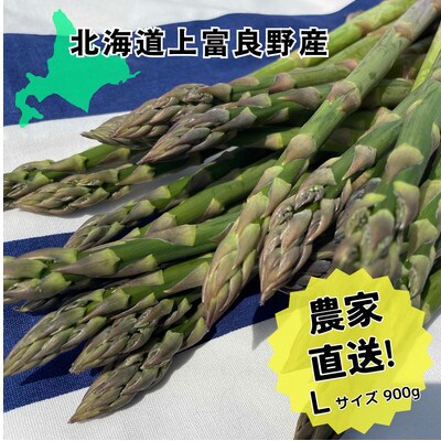 【2024年5月以降発送!】北海道上富良野産露地グリーンアスパラガスLサイズ　900g