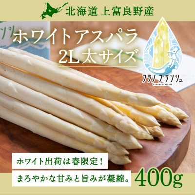 【2026年発送】北海道 上富良野産 ホワイトアスパラガス 2L サイズ 400g