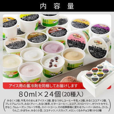 十勝もーもースイーツ ファミリーアイスバラエティセット 80ml×24個(20種) 北海道 スイーツ