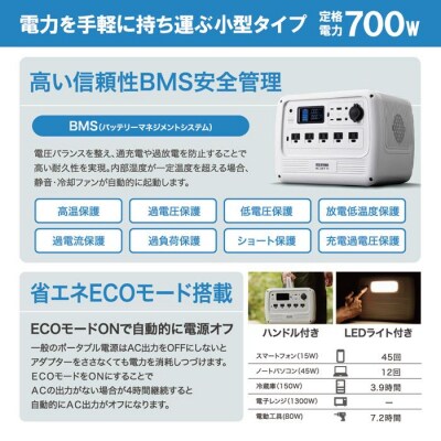 ポータブル電源 PS720AA-W 700W　BLUETTI アイリスオーヤマ 共同開発