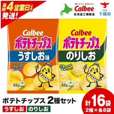カルビーポテトチップス 2種セット うすしお・のりしお 各8袋 《北海道工場製造》