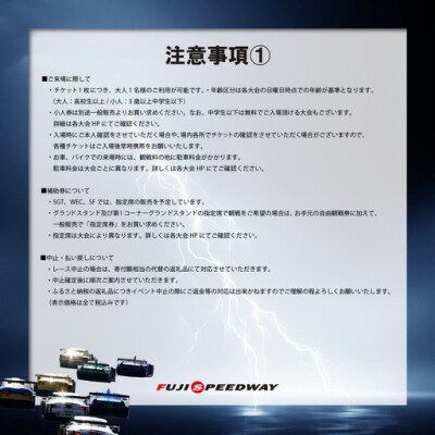 富士スピードウェイ 自由観戦エリア券 WEC(FIA世界耐久選手権)