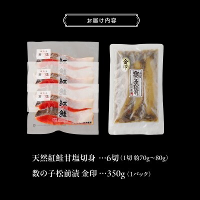 天然紅鮭甘塩切身(6切)・数の子松前漬金印(350g)セット_HD139-022