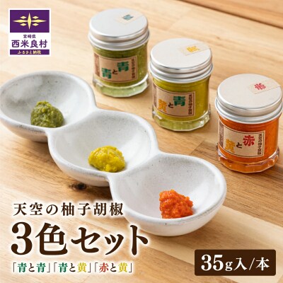 【ふるさと納税】天空の柚子胡椒(ゆずこしょう)35g入り×3色セット 