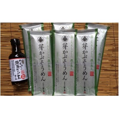 磯香るしこしこ麺 手延べ「鳴門わかめ 芽かぶそうめん」1.2kg・「淡路だしの素」1本セット